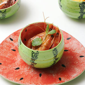 Tazón de Cerámica con Diseño de Sandía, Vajilla Redonda para Niños, Porcelana de Grado Alimenticio, Tazón de Desayuno Infantil con Patrón de Frutas - Product Image 3