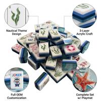 Jeu de Mahjong Nautique, Tuiles de Mahjong en Acrylique à Bords Triplement Renforcés, Thème Océan, Tuiles Uniquement, Cadeau