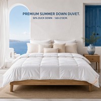 Couette matelassée légère d'été Xueruisha 50% duvet de canard blanc, rafraîchissante, respirante, écologique, en coton anti-déchirure, matelassage en boîte