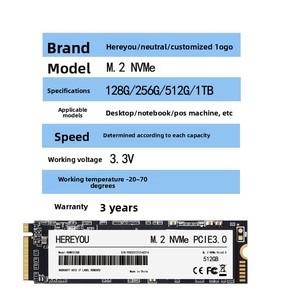 SSD interne M2 PCIe 30 500 Go pour ordinateurs de bureau et portables ; Compatible NVMe, sans pilote - Product Image 4