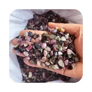 Wholesale Natural Rock 5-7mm Colorful Tourmaline gravel Healing Gemstones Quartz polished chips Crystals for garden decorations