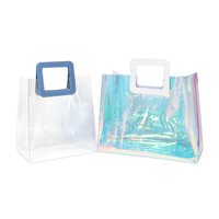 Conception d'impression à la mode personnalisée brillant miroir transparent sac fourre-tout poignée sac à provisions avec logo étanche PVC sac fourre-tout
