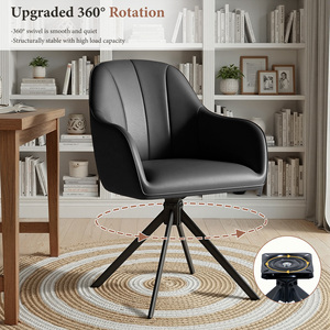 Modern <b>Reclining</b> PU <b>Leather</b> Dining <b>Chair</b> with Metal Legs Upholstered for Home Furniture - Product Image 3