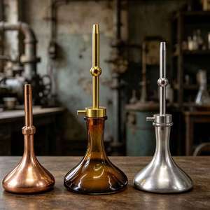 Base de Vidrio Ámbar para Hookah, Soporte Metálico, Accesorio de Repuesto para Pipa de Agua - Product Image 1