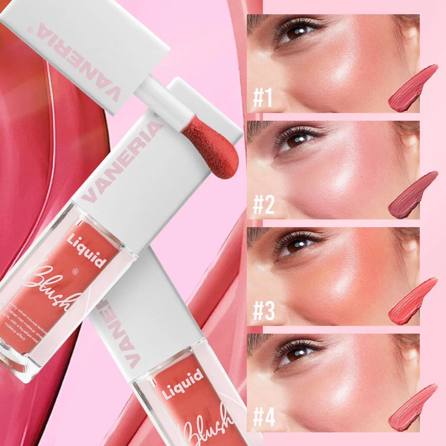 VANERIA Liquid Blushแต่งหน้าดูธรรมชาติน้ําหนักเบาสวมใส่ยาวนาน 4 สีแก้มTint Blusherแต่งหน้า