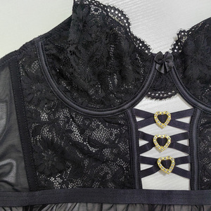 <b>Sexy</b> Hollow Out Embroidery Lace Women's Lingerie <b>Set</b> Wholesale Good Quality Fishbone Bra and Panty <b>Set</b> - Product Image 5