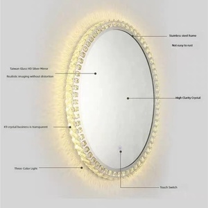 Miroir de Maquillage <span class=keywords><strong>LED</strong></span> Mural Haut de Gamme Moderne avec Bordure en Cristal, Réglable, Intelligent et à Intensité Variable, Idéal pour Mariage et Événements Spéciaux - Product Image 6