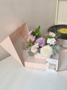 Caja de embalaje de papel para decoración Floral, organizador portátil, ventana abierta, transparente, de cartón, para regalo - Product Image 5