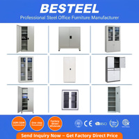 Armoire de Bureau en Acier à 2 Portes Battantes, Meuble de Classement Durable avec 4 Étagères Réglables, Meuble de Rangement en Métal