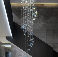 Luminaire décoratif de haute qualité pour la maison, hôtel, hall, escalier, style postmoderne, petit lustre en cristal en forme de papillon, LED