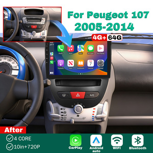 Autoradio 10,1 pouces pour <span class=keywords><strong>Peugeot</strong></span> 107 2005-2014 Carplay/Android Auto M/RDS DSP SWC WiFi Bluetooth 4+64G <span class=keywords><strong>Navigation</strong></span> GPS - Product Image 1