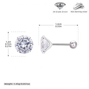 925 Sterling Silver Vintage Party <b>Stud</b> <b>Earrings</b> Round Colorful Zircon <b>Crystal</b> for Women Model L0770 Wholesale Gift - Product Image 4