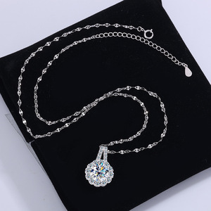 S925 Sterling Silber Rhodium-Plattiert Moissanit Sonnenblumen-Halskette Damen Krappenfassung Anhänger Gliederkette 2,6g Trendy <span class=keywords><strong>Third</strong></span> Party - Product Image 4