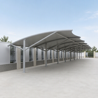 Structure de carport en membrane en forme de Y, à poteau unique, double cantilever, ondulée, imperméable, résistante aux UV, auvent de stationnement sur mesure