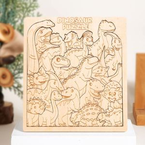 Toddler Wooden Shape Matching <b>Puzzle</b> - Animal Dinosaur Educational Toy, Parent-Child Interaction for Ages 2-6 - Product Image 1