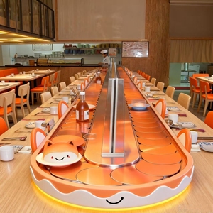 ระบบสายพานลำเลียงอาหารการ์ตูน <span class=keywords><strong>kaiten</strong></span> แบบกำหนดเองมัลติฟังก์ชั่นสำหรับร้านอาหาร3ประเภท - Product Image 3