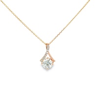Collier solitaire en diamant rond cultivé en laboratoire certifié IGI, pendentif en or massif 18 carats, DEF VVS, bijoux personnalisés