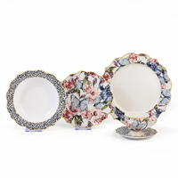 Service de table en porcelaine fine GXKC, motif floral royal de luxe, en céramique, avec décoration sous glaçure