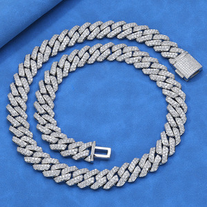 Cadena Cubana Miami de Moissanita Personalizada de Alta Calidad, Plata 925, Chapada en Oro de 18K, Collar Hip Hop Bling Iced para Hombre y Mujer - Product Image 4