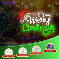 Letrero LED de Neón con Gorro de Santa Claus para Decoración Navideña, Luz de Neón de Feliz Navidad, Decoración de Pared Interior y Exterior para Árbol de Navidad