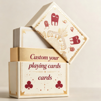 Cartes de poker en papier de qualité supérieure personnalisées avec boîte rigide à couvercle et fond |   Jeu de cartes familial avec dorure à chaud et logo