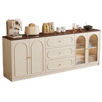 Buffet à deux tons crème avec porte vitrée et tiroirs de rangement, table console pour salon, cuisine, entrée, meubles de maison