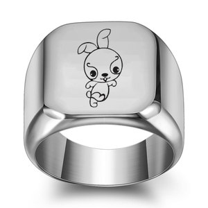 Bague carrée gravée en acier inoxydable doré 18 carats, motif Tigre du Zodiaque Chinois, 18 mm, pour femme, à porter au quotidien - Product Image 5