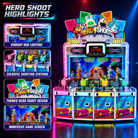 Machine de jeu d'arcade de tir à la pistolet pour 4 joueurs, thème dessin animé pour enfants, à monnayeur, jeux vidéo interactifs Hero Shoot pour divertissement familial