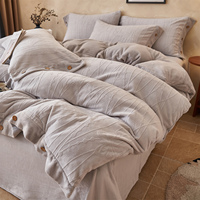 Parure de lit en velours de lait gaufré papillon, ensemble de literie de luxe en polyester doux avec boutons décoratifs, draps de lit chauds pour l'hiver