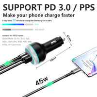 Chargeur de voiture USB C haute puissance 230W, adaptateur PD 140W QC 45W, chargeur de téléphone 3 ports Type C pour ordinateur portable MacBook iPhone iPad Samsung