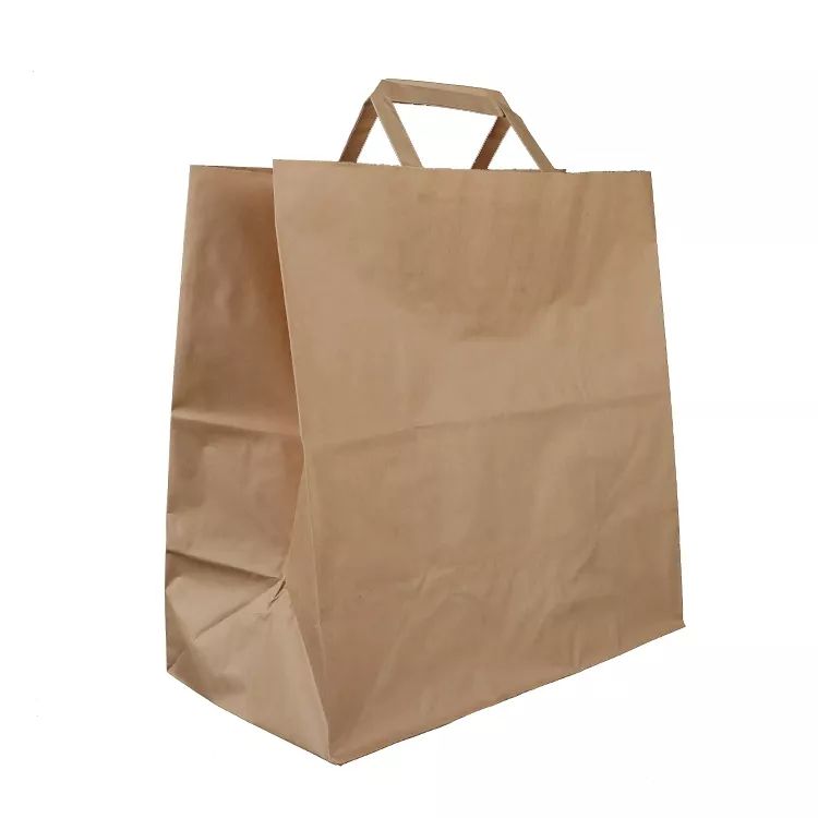 Custom Logo Printed Brown Kraft  Paper Bag Cheap Craft Recycle Take Away Food Packaging