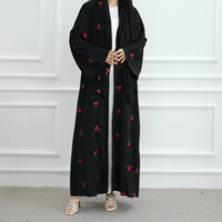 Ensemble Abaya Hijab pour femmes, broderie florale d'été, Dubaï 2025, fabricant d'Abaya, ensemble de 2 pièces, vêtements islamiques, Abaya pour femmes musulmanes