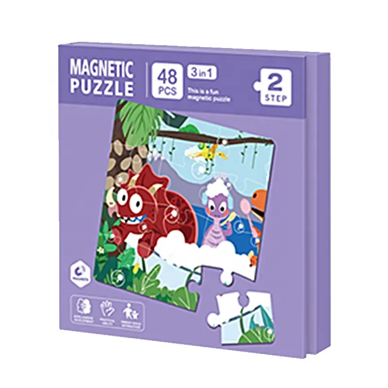 LV2 चुंबकीय पहेलियाँ बच्चों के लिए 12-20 टुकड़े यात्रा बच्चा पहेली पुस्तक डायनासोर और वन सीखने चुंबक बच्चे आरा पहेलियाँ