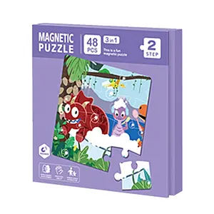 LV2 Magnetic Puzzles For Kids 12-20 Pieces Travel Toddler Puzzles Book Dinosaur And Forest Learning Magnet Kid Jigsaw Puzzles