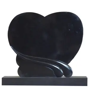 Polished black granite with flower tombstone heart tombstone pink marble tombstone monuments
