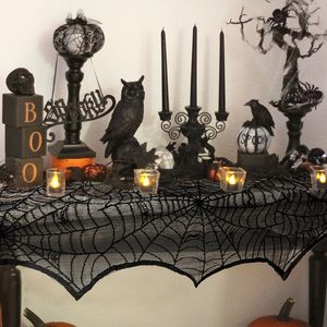 Telaraña chimenea bufanda Halloween chimenea decoración, encaje telaraña chimenea manto bufanda, decoración encaje negro telaraña - Product Image 3