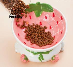 Best-seller più recente simpatici accessori Anti-ribaltamento per animali domestici a forma di frutta in ceramica doppio uso singola ciotola per cani di lusso - Product Image 3