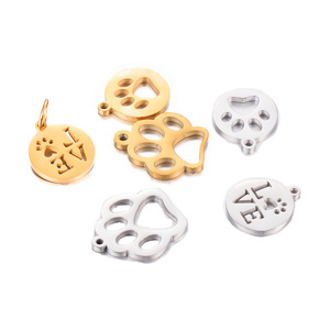 Hot thép không gỉ đánh bóng cut Charms tình yêu chữ mèo/con chó Paws Mặt dây chuyền nhỏ mạ vàng khắc trang sức phụ kiện - Product Image 3