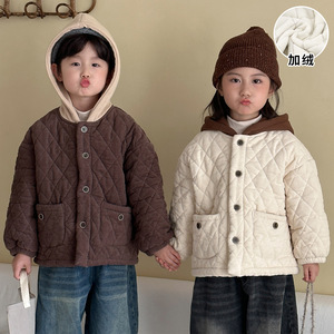 1 Pcs Custom Tag Corduroy Autumn <strong>Winter</strong> Infant <strong>Toddler</strong> Children Boys Girls Clothes Kids Neutral Bomber <strong>Jacket</strong> - Product Image 1