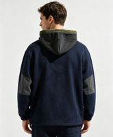 Veste Anorak à Lacets OEM ODM, Nouvelle Collection, Blocs de Couleurs, Capuche Épissée, Bordures Contrastantes, Veste Utilitaire Vierge pour Broderie et Impression de Logo