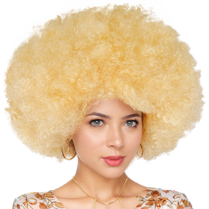 Anxin 70s 80s Disco <span class=keywords><strong>Hippie</strong></span> Fluffy Black Afro Kinky Curly Perruques pour hommes et femmes Stylish Kinky Curl Perruques - Product Image 5