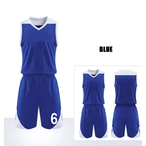 Combinaison de couleurs unisexe à col en V maillot de basket-ball d'équipe personnalisé conceptions d'uniformes de basket-ball collégial