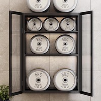 Armoire murale moderne à 2 niveaux en métal blanc avec portes transparentes pour l'organisation des épices de cuisine
