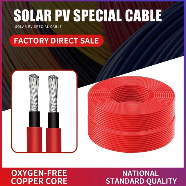 Custom Industrial Solar PV Cable 4mm 6mm Single Core 99.9% Pure Copper High Voltage 0.6kV DC XLPO LSZH Insulated ISO9001/CCC