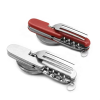 Ensemble de couverts de camping portables en acier inoxydable, pliables, fourchette, cuillère, couteau, vaisselle détachable, design minimaliste, gravure, en stock