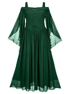 Robe midi d'été Renaissance pour femmes Cottagecore Sleeveless Sweetheart Lace Up Dress - Product Image 3