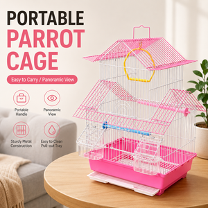 Cage à oiseaux double étage surélevée de style européen, rétro et décorative, pour perroquets et ménagères, habitat intérieur pour oiseaux de compagnie - Product Image 6
