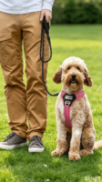 Harnais pour chien en nylon respirant anti-traction avec couvercle de localisateur lumineux et anneau en D métallique – Sûr pour les promenades nocturnes et les voyages en voiture