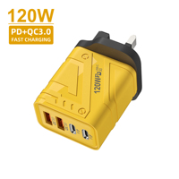 Conception élégante, chargeur mural 120 W double USB-A type C 4 ports, charge rapide QC 3.0 PD USB C pour chargeurs iPhone