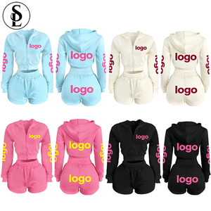 Set Personalizzato da <span class=keywords><strong>Donna</strong></span> con Minigonna e Pantaloncini <span class=keywords><strong>Sexy</strong></span> con Tasche, Felpa Corta con Cappuccio e Gonna Effetto Lavaggio Acido, <span class=keywords><strong>Abbigliamento</strong></span> Femminile Set 2 Pezzi - Product Image 1